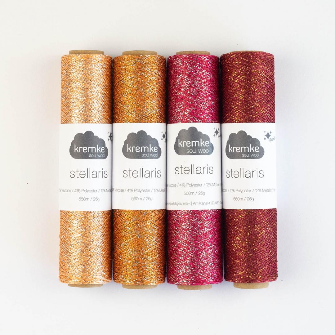 STELLARIS Kremke Soul Wool Lauflänge 560m/25g Glitzer Beilaufgarn Lace schwarz weiß silber creme gold