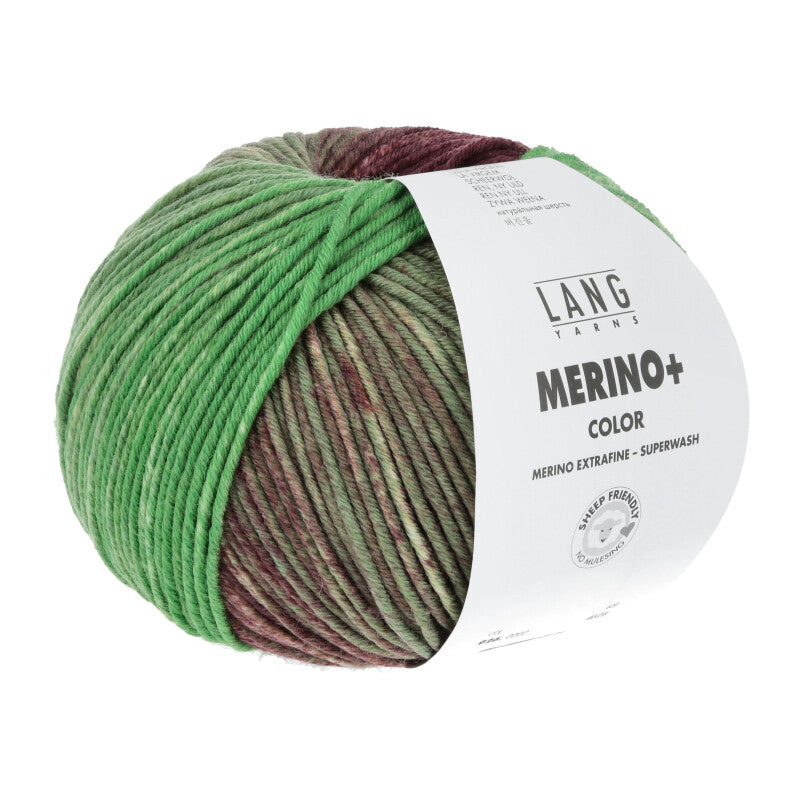 Lang Yarns Merino +Color reine Schurwolle 100g/180m (Merino extrafine - mulesing free), Superwash Ganzjahresgarn Worsted