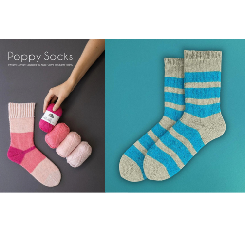 Poppy Socks Anleitungsheft für Kremke Edelweiss 25g/100m Schurwolle ALPAKA 4 - fach Socken
