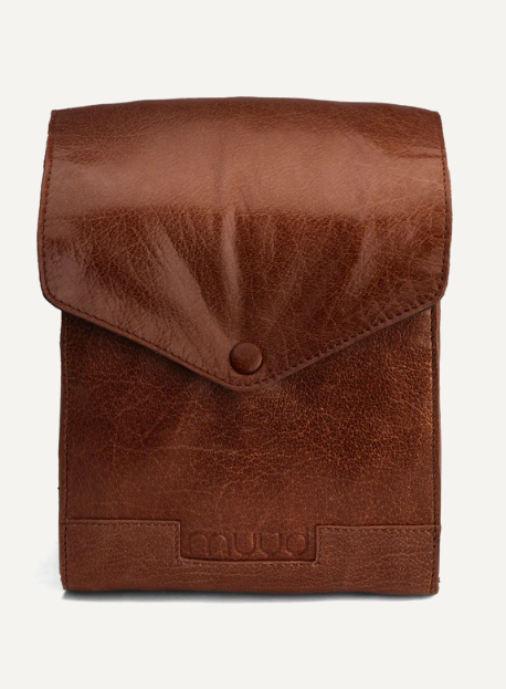 muud Betina XL Case Nadeletui aus hochwertigem Leder handgefertigtes Stricketui black whisky rich brown