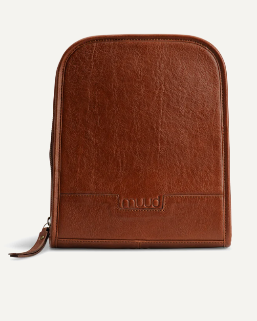 muud Voss Case Nadeletui hochwertiges Leder handgefertigtes Stricketui black whisky rich brown