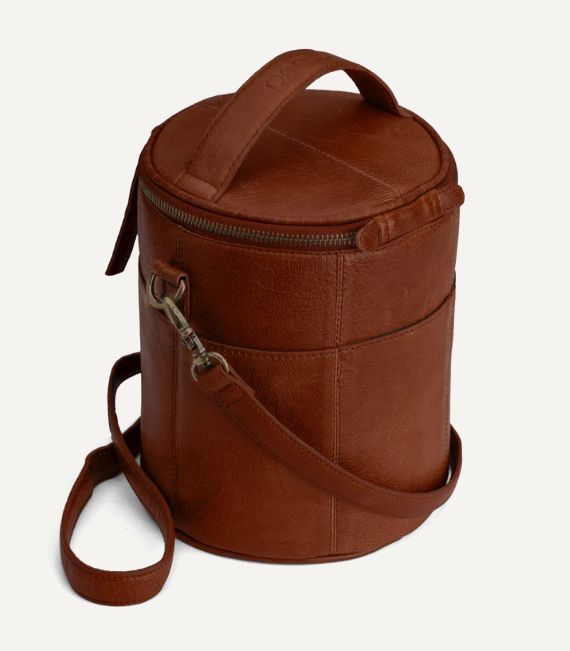 muud Saturn Projekttasche hochwertiges Leder handgefertigte Schultertasche rich brown black whisky