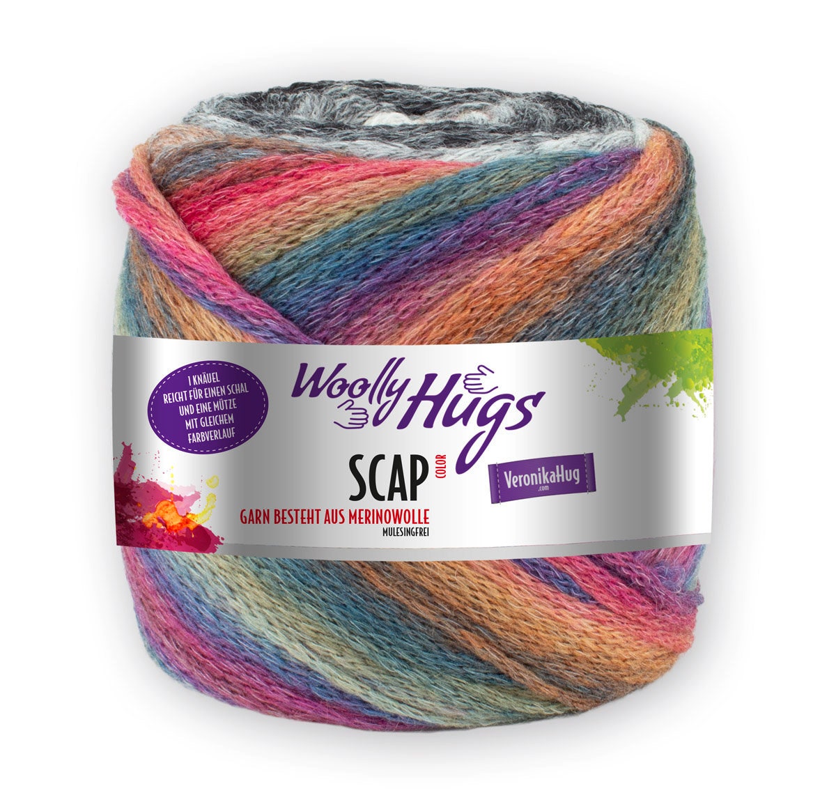 WOOLLY HUGS SCAP Veronika Hug 1 Knäuel 240g Schal + Mütze Merino Mulesingfrei Stricken Häkeln Wolle