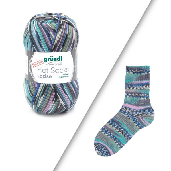 Sockenwolle Gründl Hot Socks Lazise 4-fach LL 420m/100g Schurwolle superwash rot grün blau rosa gelb orange beere