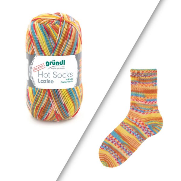 Sockenwolle Gründl Hot Socks Lazise 4-fach LL 420m/100g Schurwolle superwash rot grün blau rosa gelb orange beere