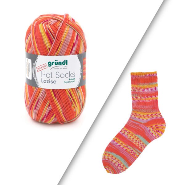 Sockenwolle Gründl Hot Socks Lazise 4-fach LL 420m/100g Schurwolle superwash rot grün blau rosa gelb orange beere