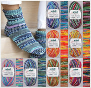Sockenwolle Gründl Hot Socks Lazise 4-fach LL 420m/100g Schurwolle superwash rot grün blau rosa gelb orange beere
