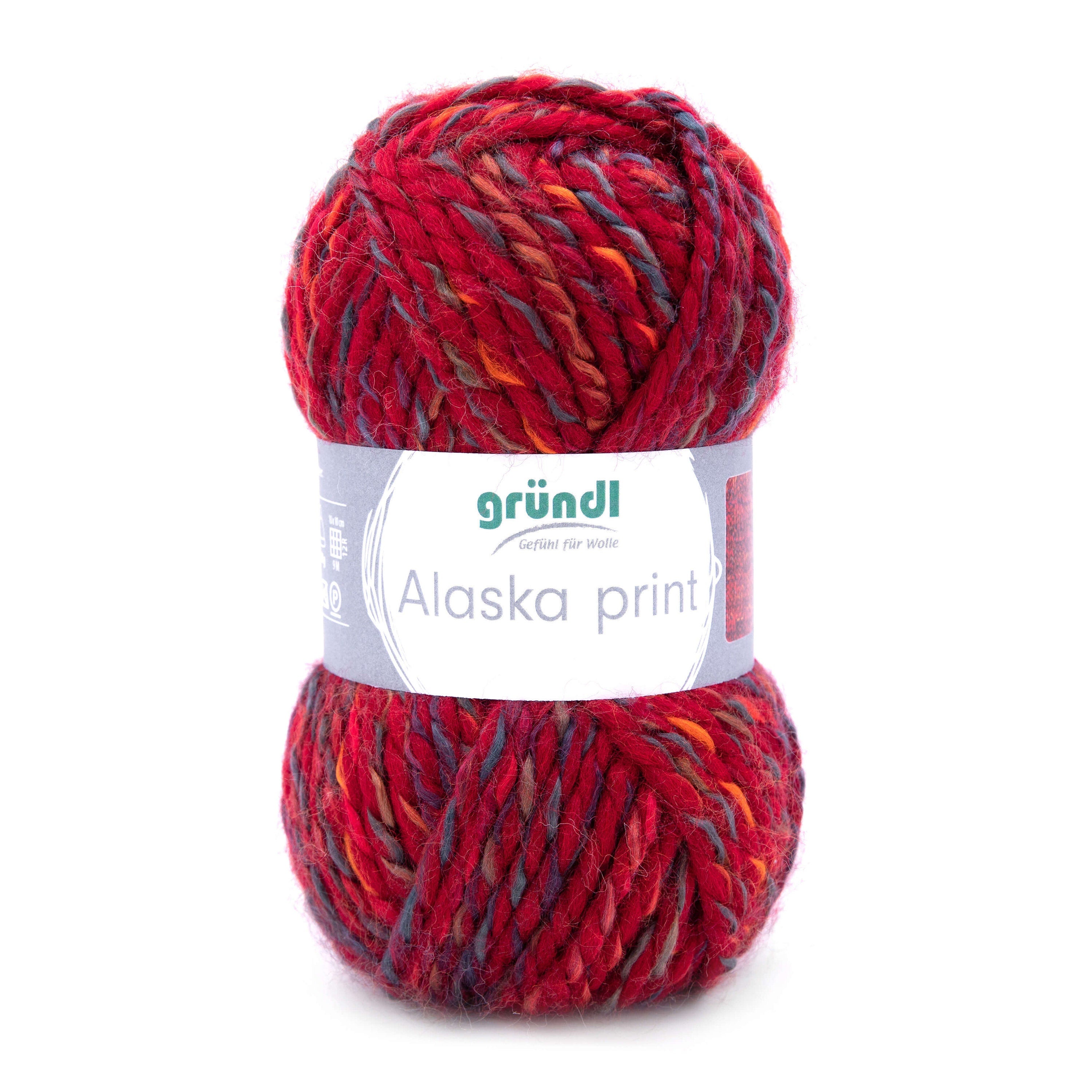 Gründl Alaska Print, Chunky Garn, 100g Knäuel Winterwolle Schnellstrickgarn weich warm kuschelig leicht Farbe wählen
