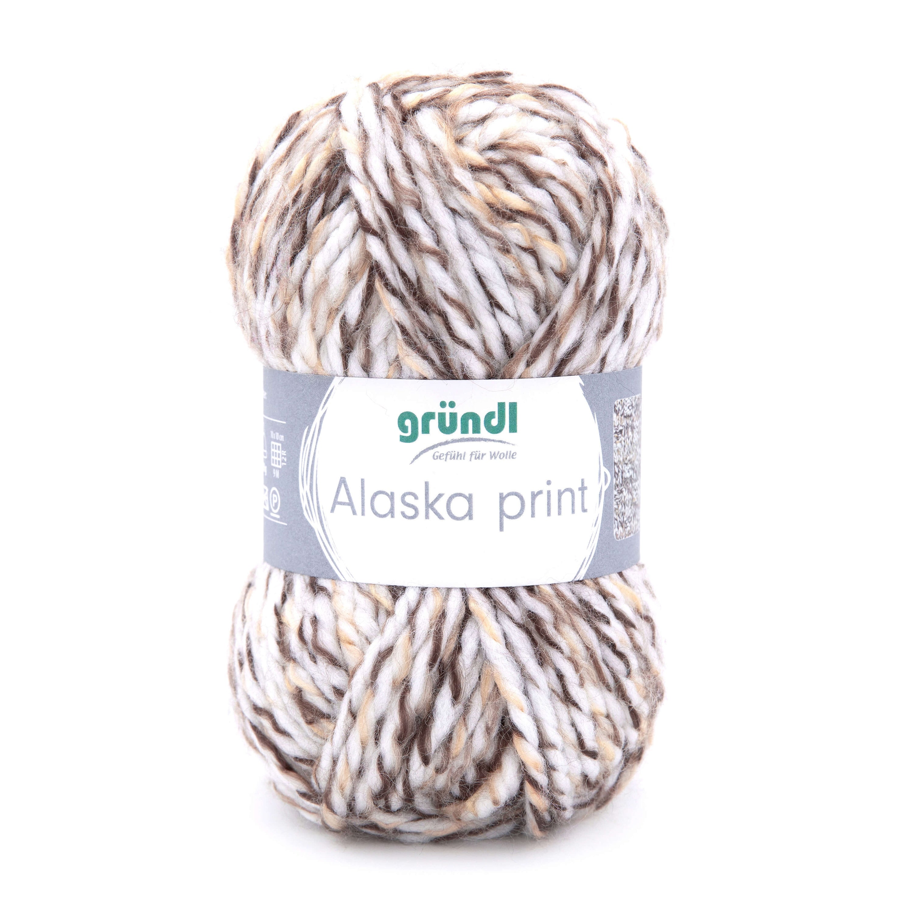 Gründl Alaska Print, Chunky Garn, 100g Knäuel Winterwolle Schnellstrickgarn weich warm kuschelig leicht Farbe wählen