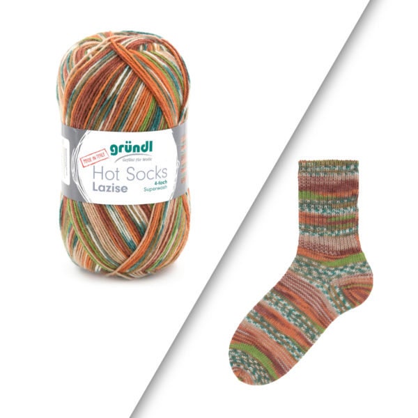 Sockenwolle Gründl Hot Socks Lazise 4-fach LL 420m/100g Schurwolle superwash rot grün blau rosa gelb orange beere