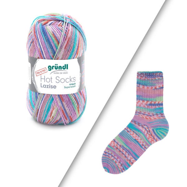 Sockenwolle Gründl Hot Socks Lazise 4-fach LL 420m/100g Schurwolle superwash rot grün blau rosa gelb orange beere