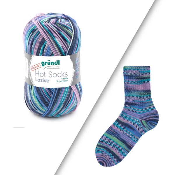 Sockenwolle Gründl Hot Socks Lazise 4-fach LL 420m/100g Schurwolle superwash rot grün blau rosa gelb orange beere