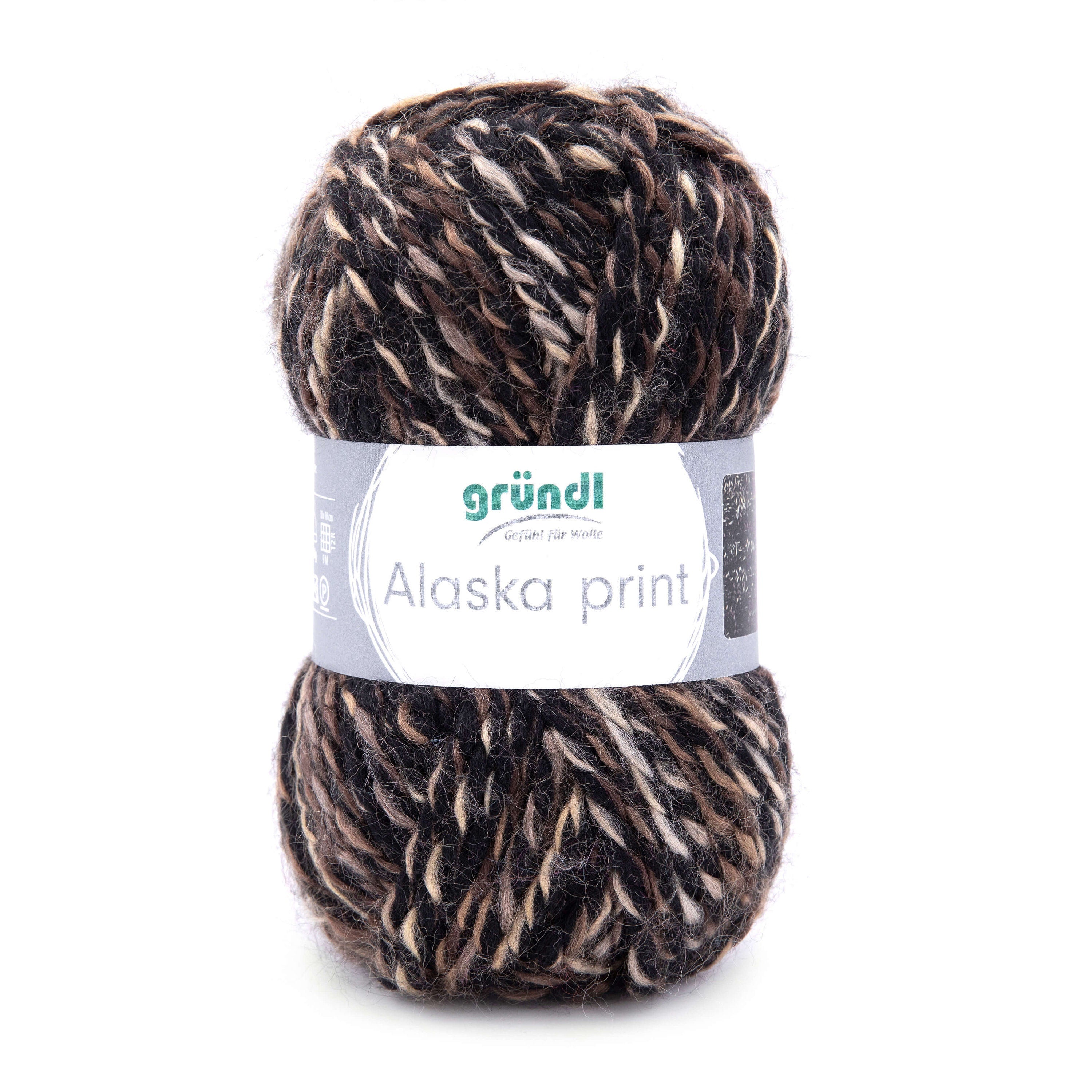 Gründl Alaska Print, Chunky Garn, 100g Knäuel Winterwolle Schnellstrickgarn weich warm kuschelig leicht Farbe wählen