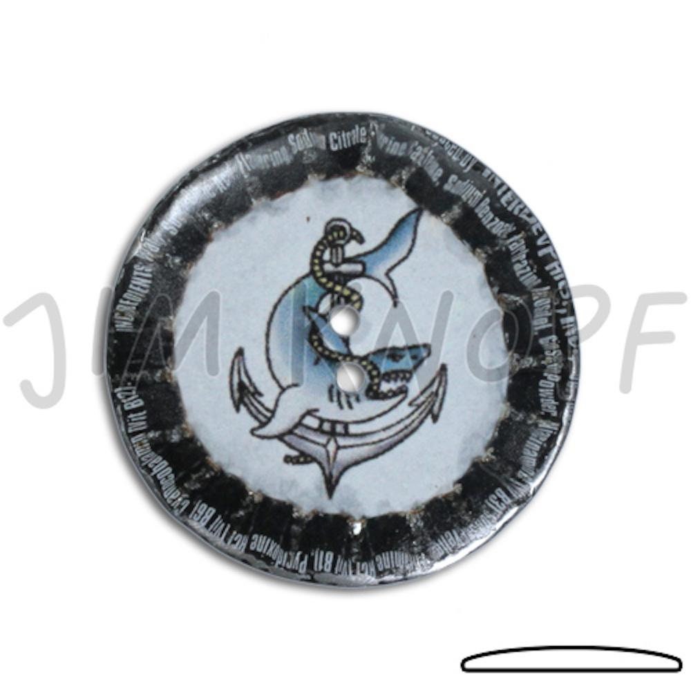 Jim Knopf Knopf aus recycelten Kronkorken Fischmotiv 31mm Metall 13471 Zubehör 13208