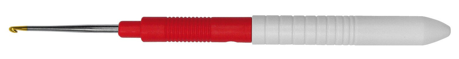 ADDI FINE Garnhäkelnadel 113-7 aus Edelstahl mit Griff vergoldete Köpfe, für feinste Arbeiten - Spitze Lace Häkeln