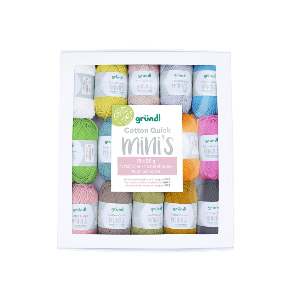 GRÜNDL 300 g Cotton Quick Minis 15 x 20g/50 m LL reine Baumwolle mercerisiert  Amigurumi