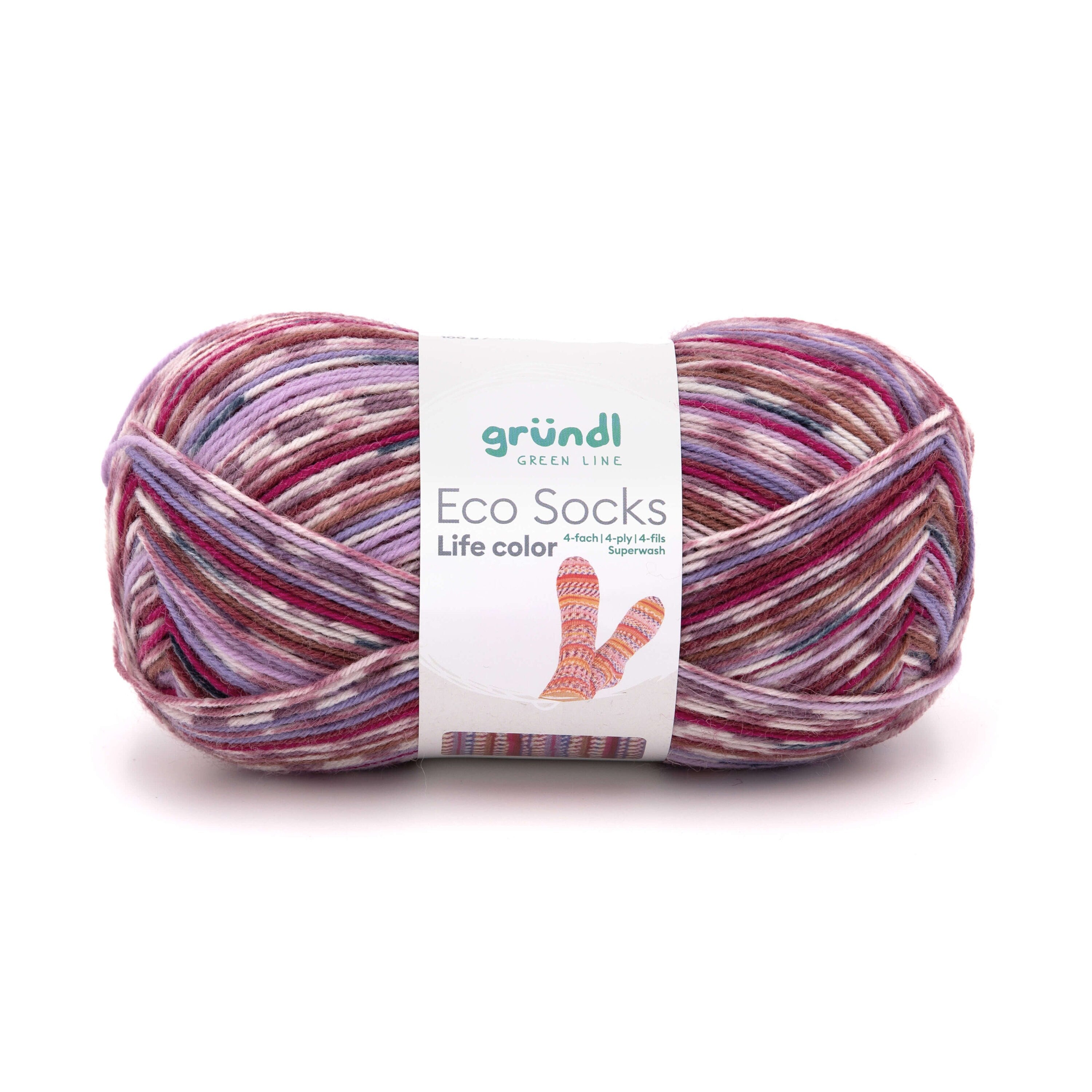 GRÜNDL Sockenwolle Eco Socks Life Color 4-fach LL 420m/100g Schurwolle superwash