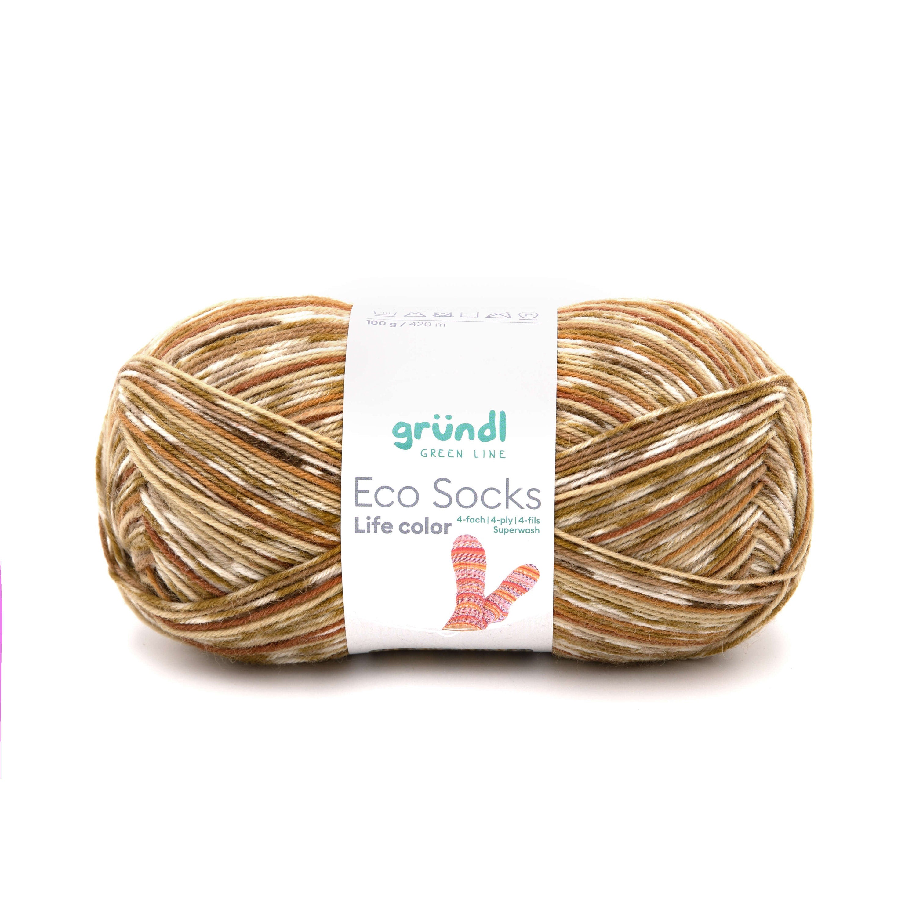 GRÜNDL Sockenwolle Eco Socks Life Color 4-fach LL 420m/100g Schurwolle superwash