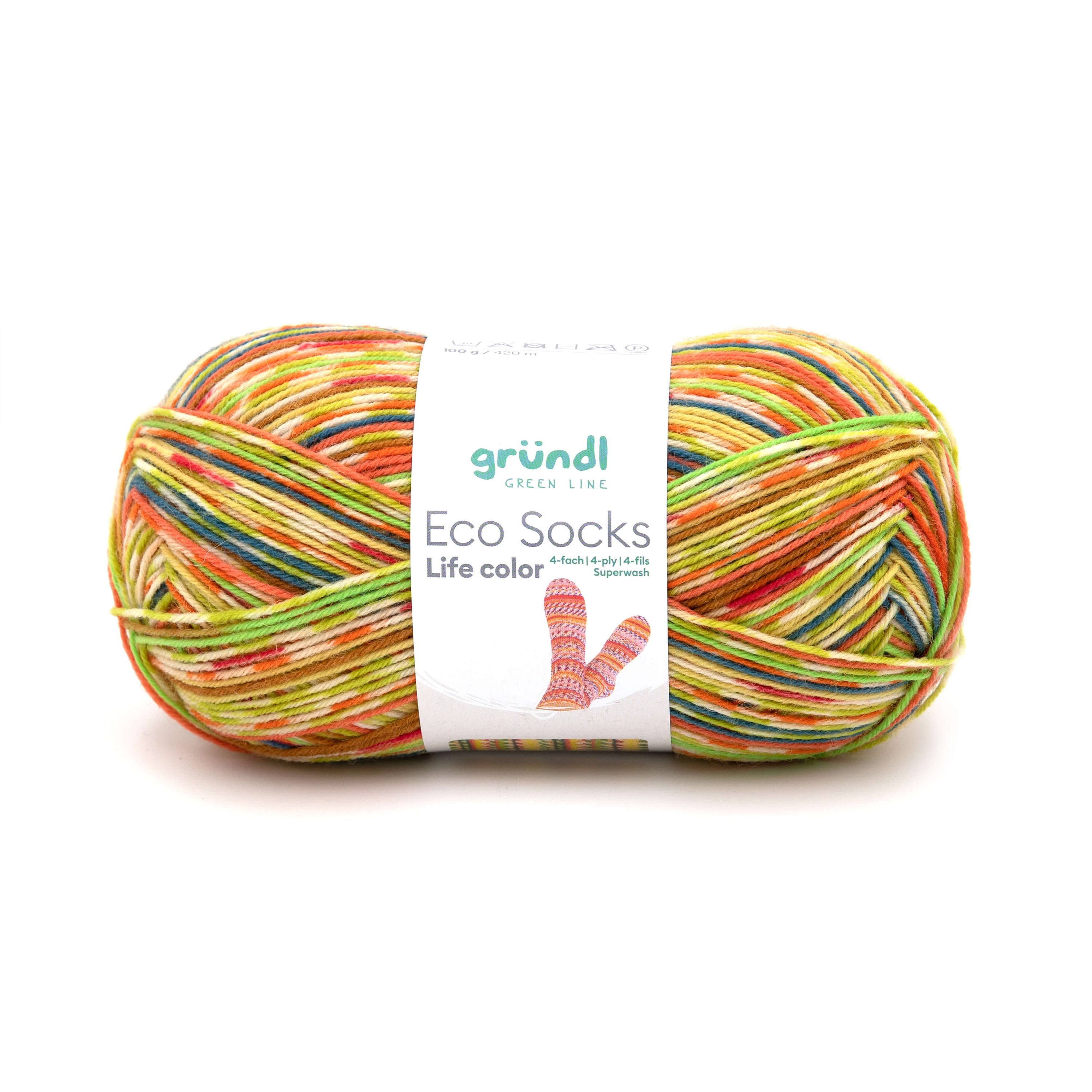 GRÜNDL Sockenwolle Eco Socks Life Color 4-fach LL 420m/100g Schurwolle superwash