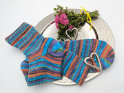 SOCKEN HANDGESTRICKT Schurwolle/Polyamid gestrickte Socken rot türkis Gr.40/41/42 socks