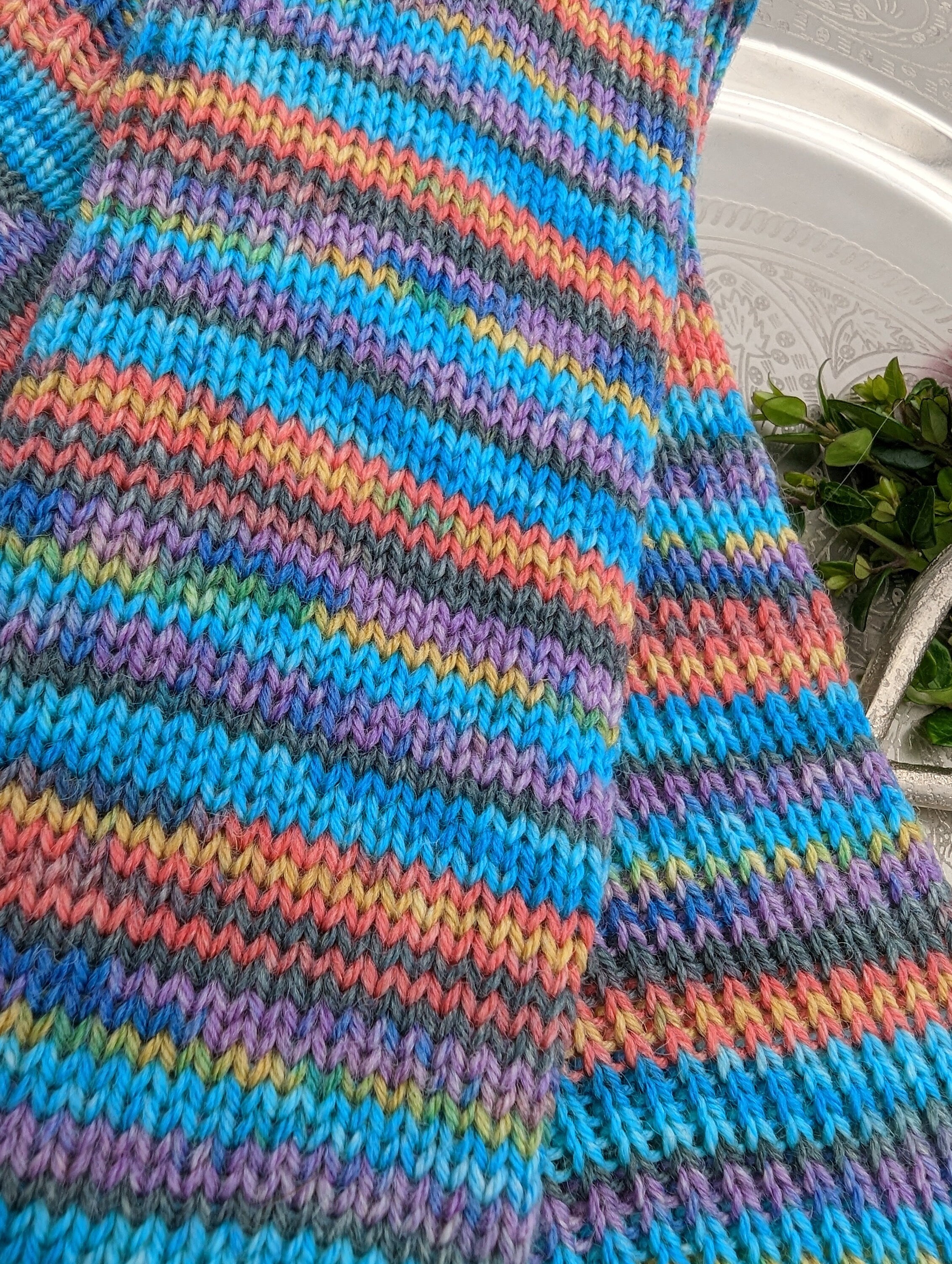 SOCKEN HANDGESTRICKT Schurwolle/Polyamid gestrickte Socken rot türkis Gr.40/41/42 socks