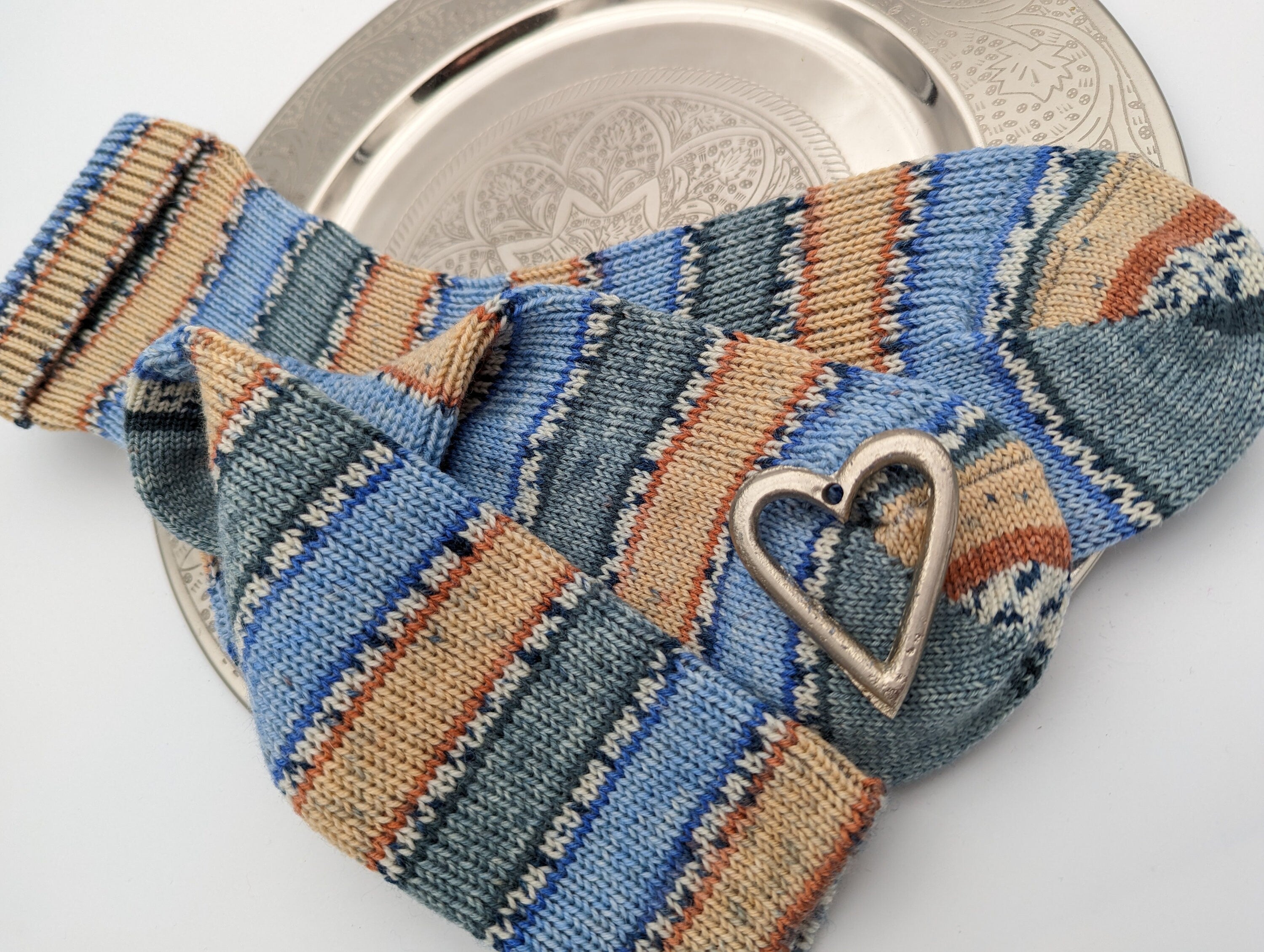 SOCKEN HANDGESTRICKT Schurwolle/Polyamid gestrickte Socken hellblau beige Gr.40/41/42 knitted socks