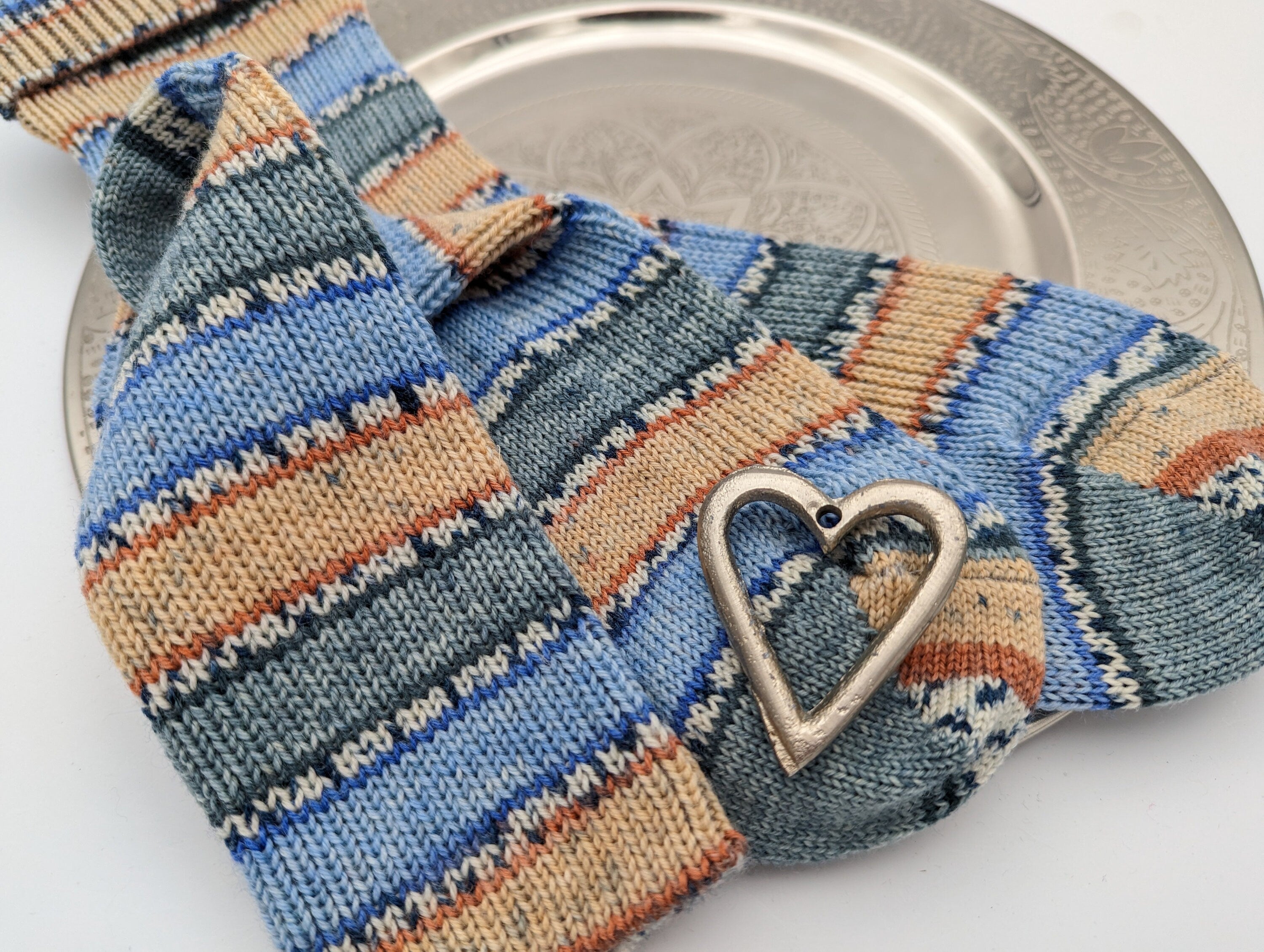 SOCKEN HANDGESTRICKT Schurwolle/Polyamid gestrickte Socken hellblau beige Gr.40/41/42 knitted socks