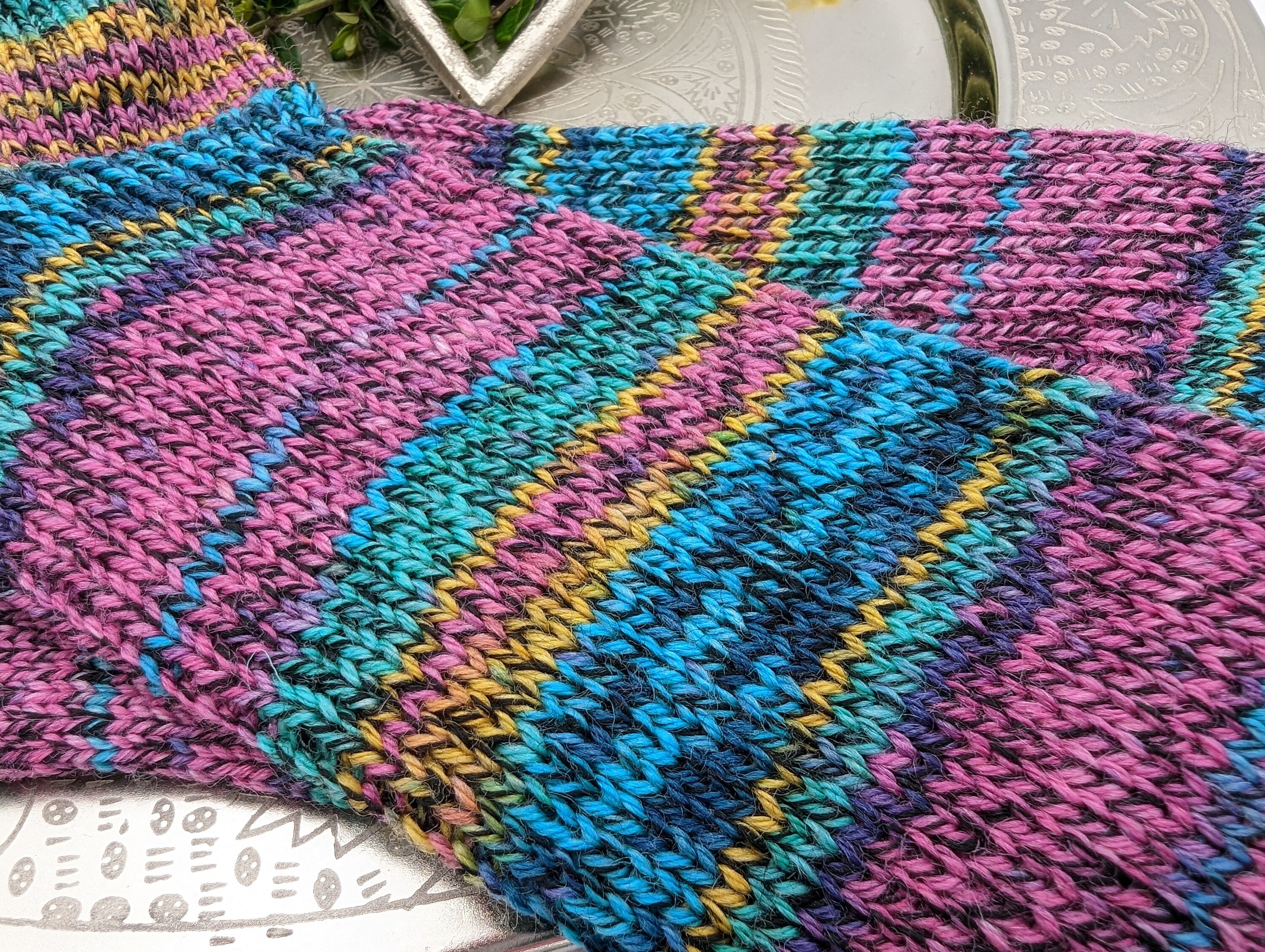 SOCKEN HANDGESTRICKT Schurwolle/Polyamid gestrickte Socken pink türkis Gr.40/41/42 knitted socks