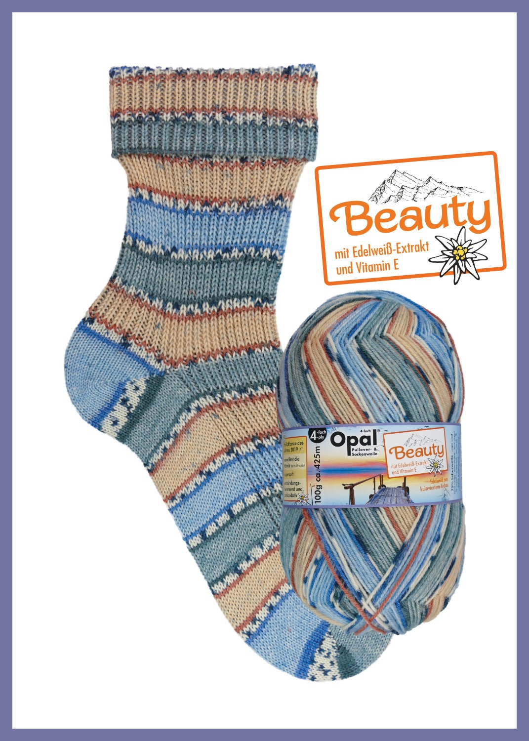 OPAL Sockenwolle 4-fach BEAUTY WELLNESS Schurwollel 100g/420m Pullover Edelweiß