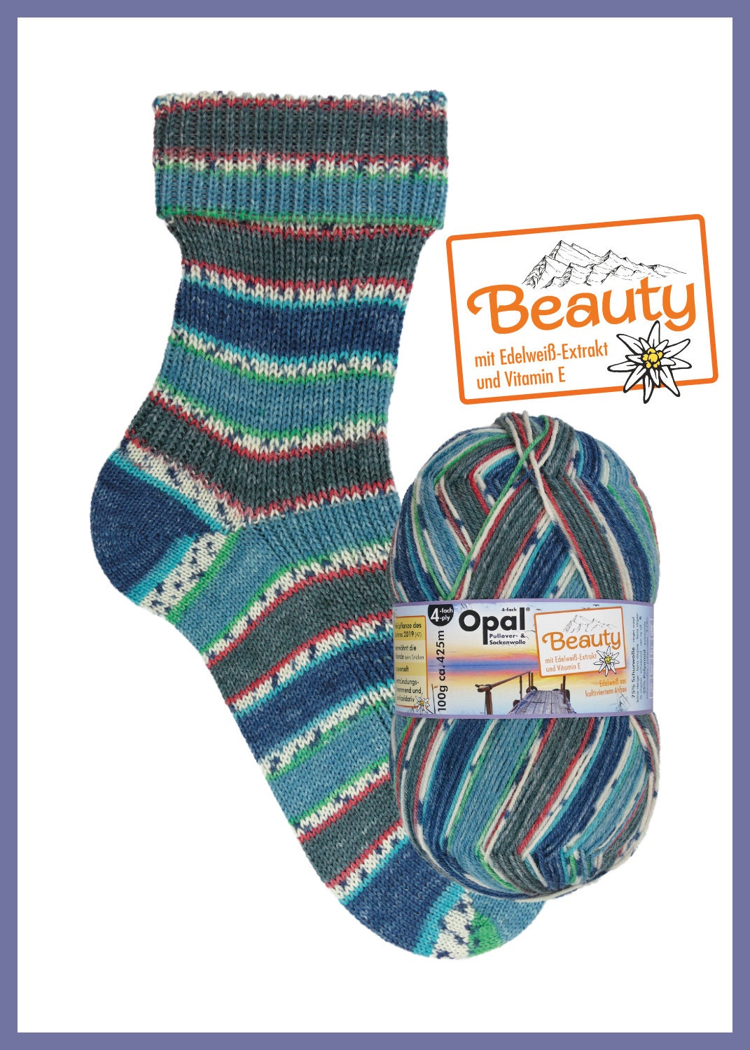 OPAL Sockenwolle 4-fach BEAUTY WELLNESS Schurwollel 100g/420m Pullover Edelweiß