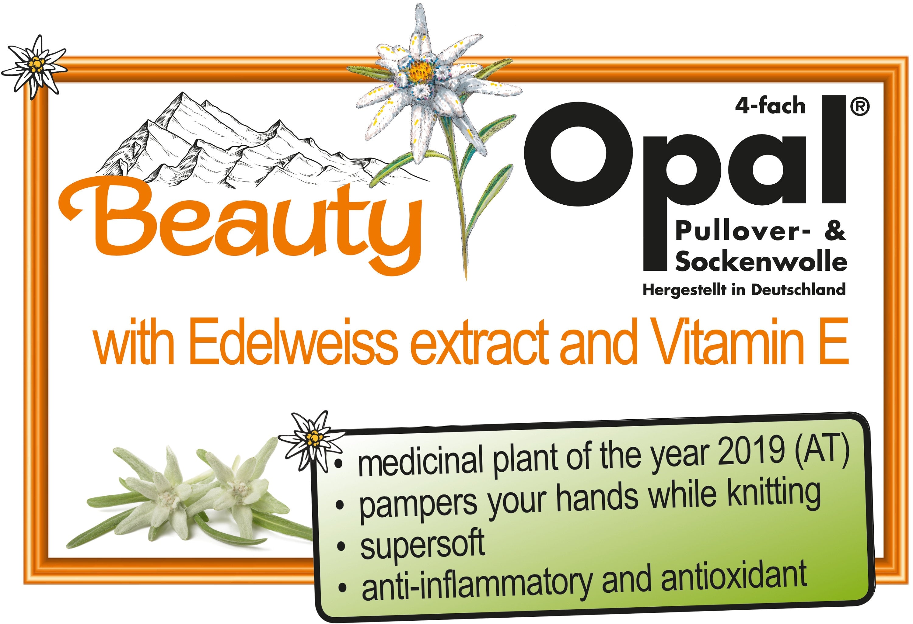 OPAL Sockenwolle 4-fach BEAUTY WELLNESS Schurwollel 100g/420m Pullover Edelweiß