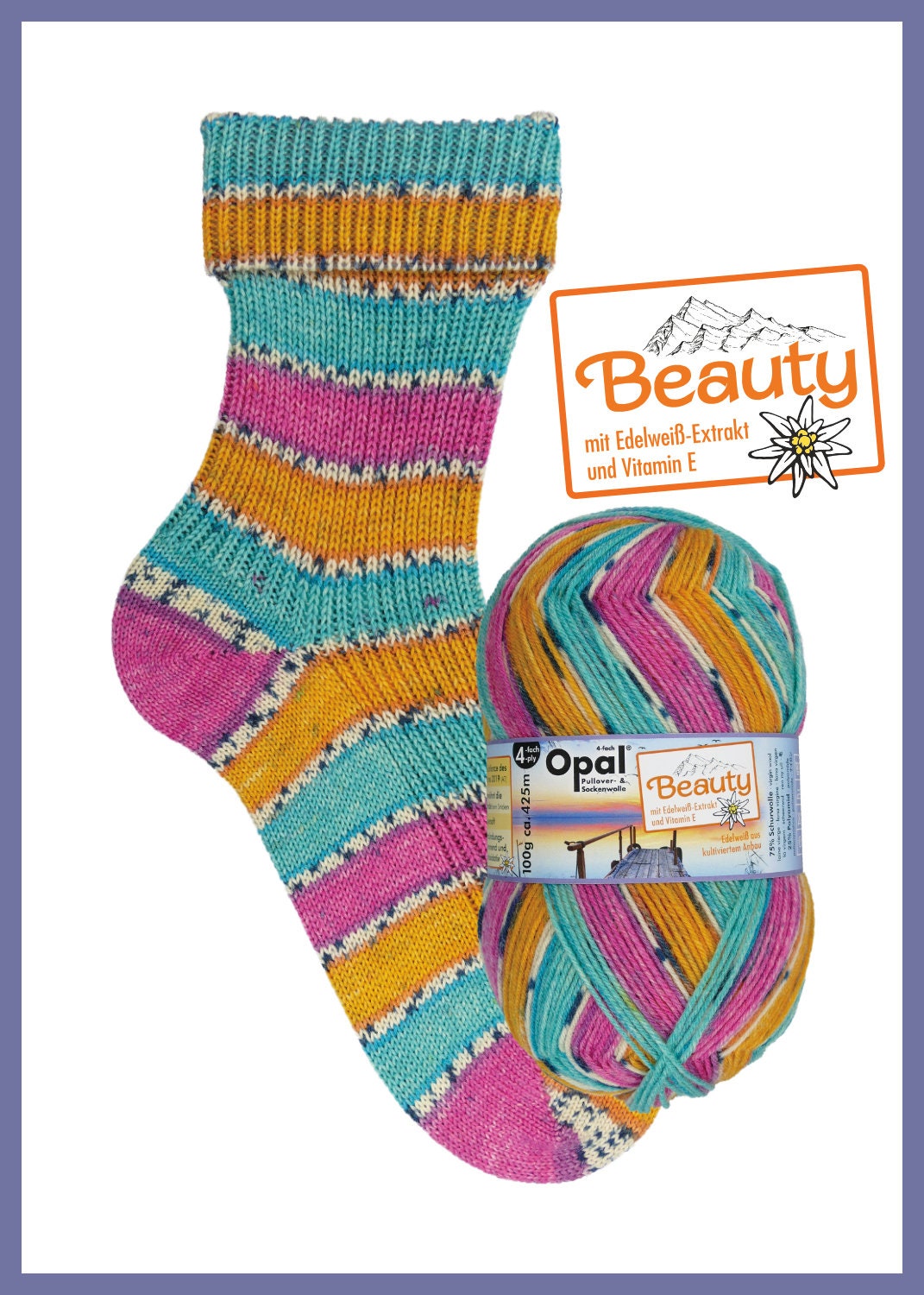 OPAL Sockenwolle 4-fach BEAUTY WELLNESS Schurwollel 100g/420m Pullover Edelweiß