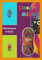5 OPAL Sockenwolle 4-fach MINIS Schurwolle 10 g 4-fädig bunt Farbverlauf