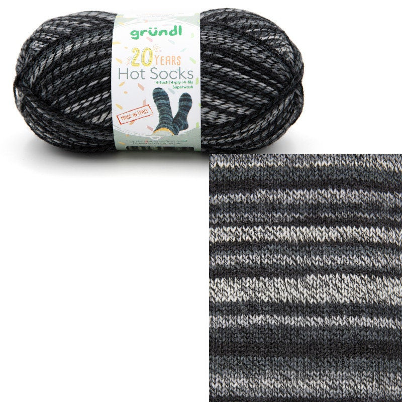 Sockenwolle GründHot Socks 20 Years 4-fach LL 420m/100g Schurwolle superwash lila grün blau rosa gelb grau