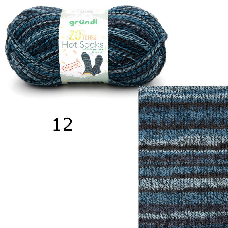 Sockenwolle GründHot Socks 20 Years 4-fach LL 420m/100g Schurwolle superwash lila grün blau rosa gelb grau