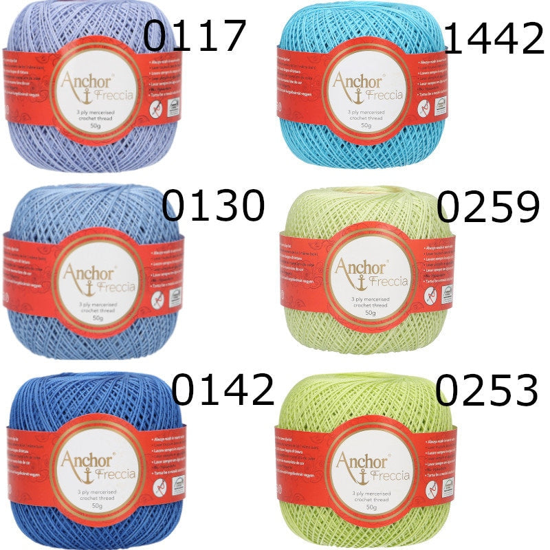ANCHOR FRECCIA Häkelgarn 50g/285m  Häkeln Spitze Lace Baumwolle mercerisiert 3ply