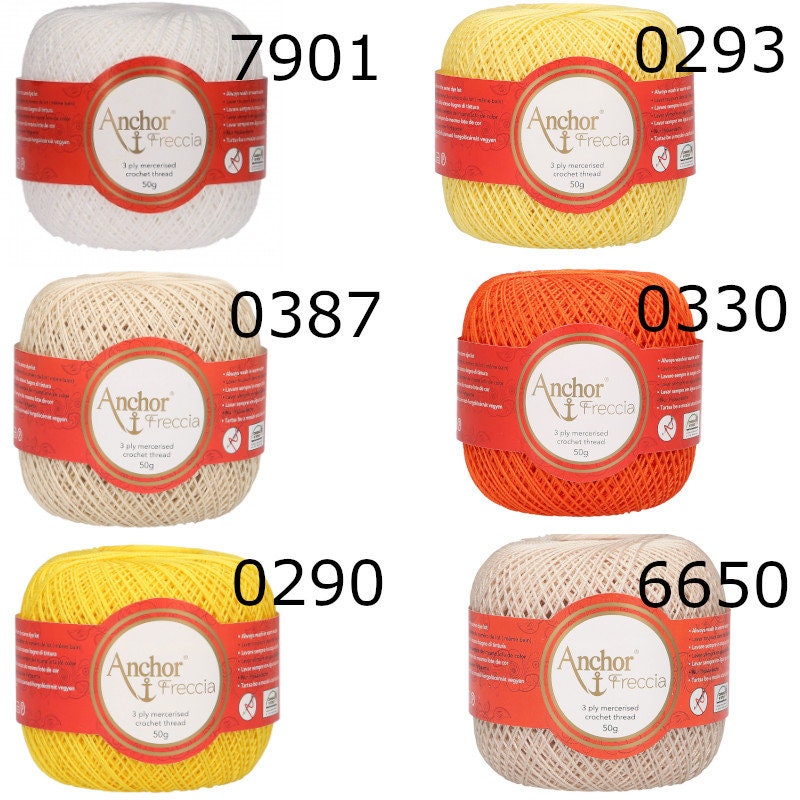 ANCHOR FRECCIA Häkelgarn 50g/285m  Häkeln Spitze Lace Baumwolle mercerisiert 3ply