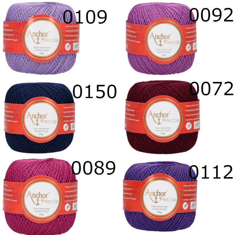 ANCHOR FRECCIA Häkelgarn 50g/285m  Häkeln Spitze Lace Baumwolle mercerisiert 3ply