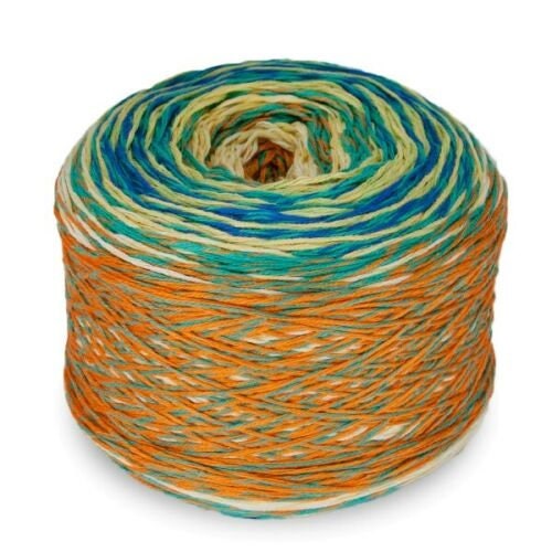 RELLANA Regenbogen Mirage 200g/800m Baumwolle Polyacryl Bobbel Farbverlaufsgarn
