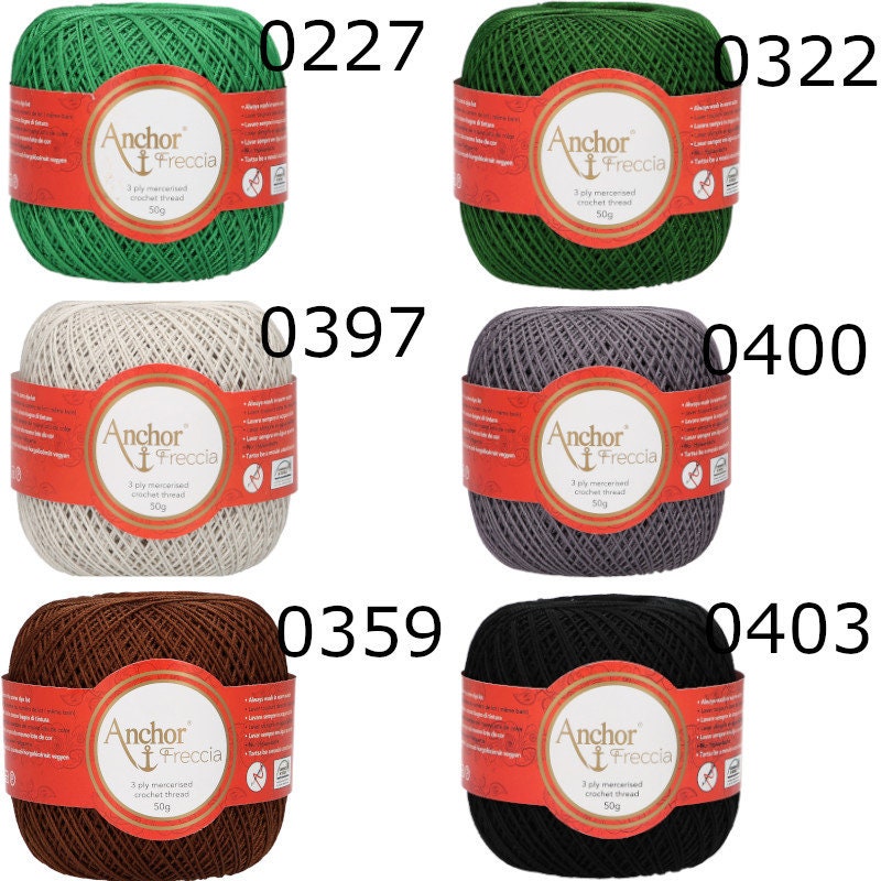ANCHOR FRECCIA Häkelgarn 50g/285m  Häkeln Spitze Lace Baumwolle mercerisiert 3ply