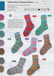 Sockenwolle RELLANA Flotte Socke Bambus Merino Schurwolle LL 420m/100g superwash bunt Muster
