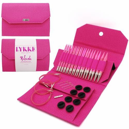 Lykke Rundstricknadel Set Blush pink 12 Nadelpaare, 13 cm Länge Birkenholz 3,5 - 12,0 mm Magenta