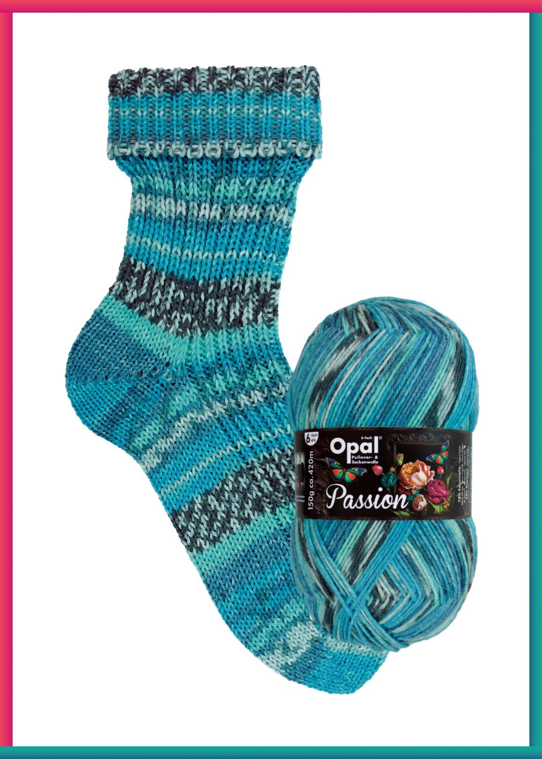 OPAL Sockenwolle 6-fach PASSION Schurwolle 150g/420m 6-fädig superwash Herbst Winter