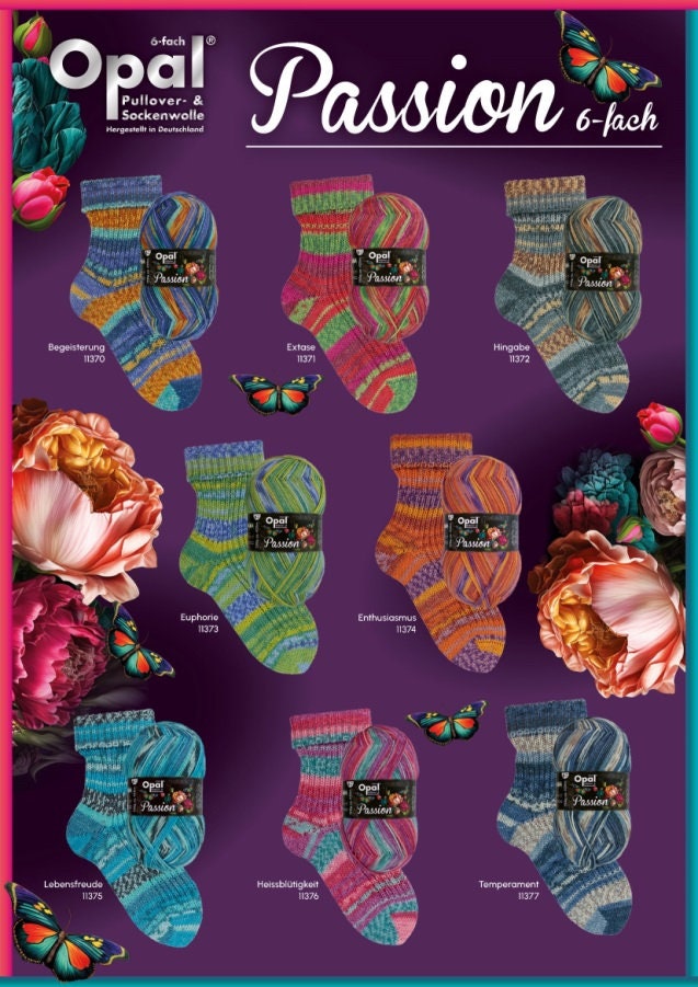 OPAL Sockenwolle 6-fach PASSION Schurwolle 150g/420m 6-fädig superwash Herbst Winter