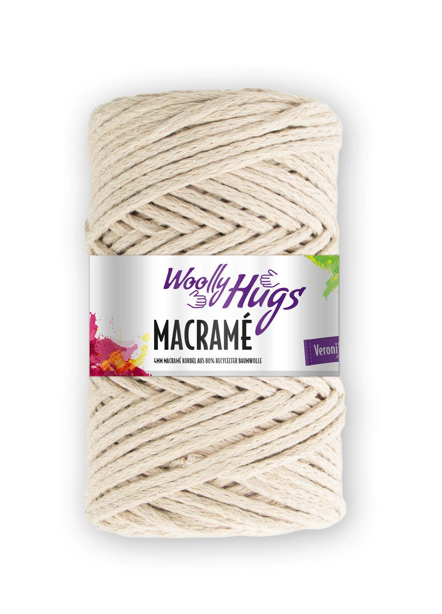 MACRAMÉ von Woolly Hugs 200g/60m Makramee Garn Baumwolle recycelt  NS 6 - 8 mm DIY