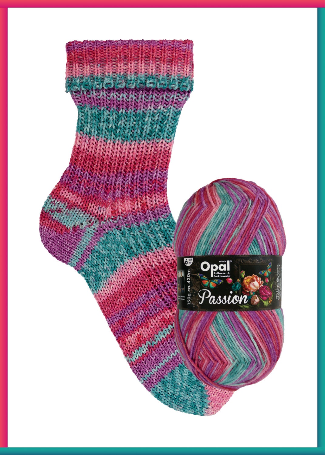 OPAL Sockenwolle 6-fach PASSION Schurwolle 150g/420m 6-fädig superwash Herbst Winter