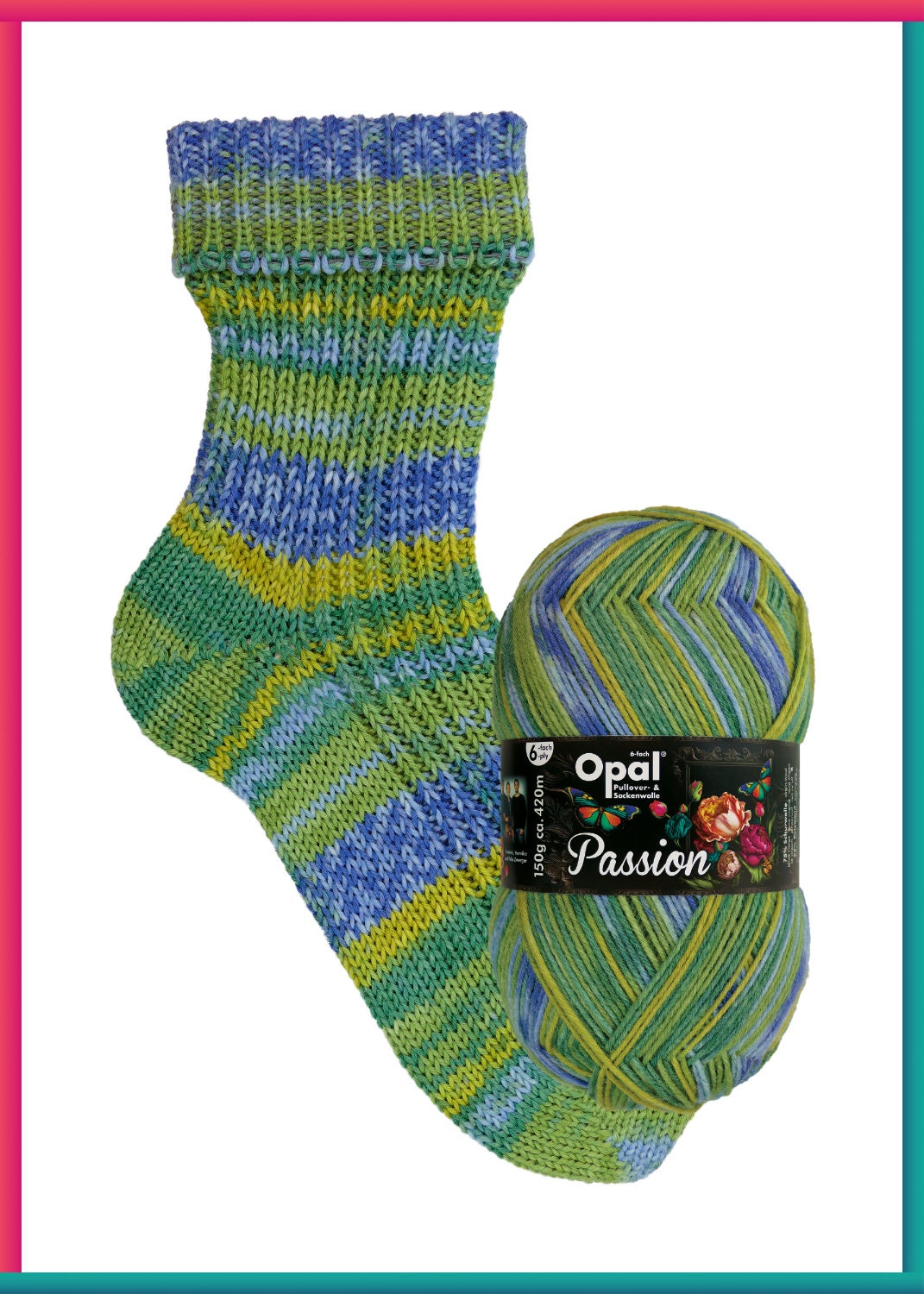 OPAL Sockenwolle 6-fach PASSION Schurwolle 150g/420m 6-fädig superwash Herbst Winter