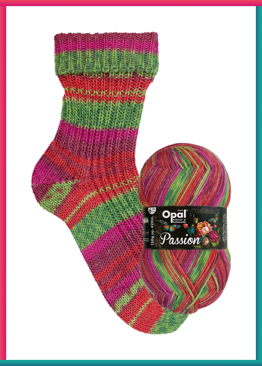 OPAL Sockenwolle 6-fach PASSION Schurwolle 150g/420m 6-fädig superwash Herbst Winter