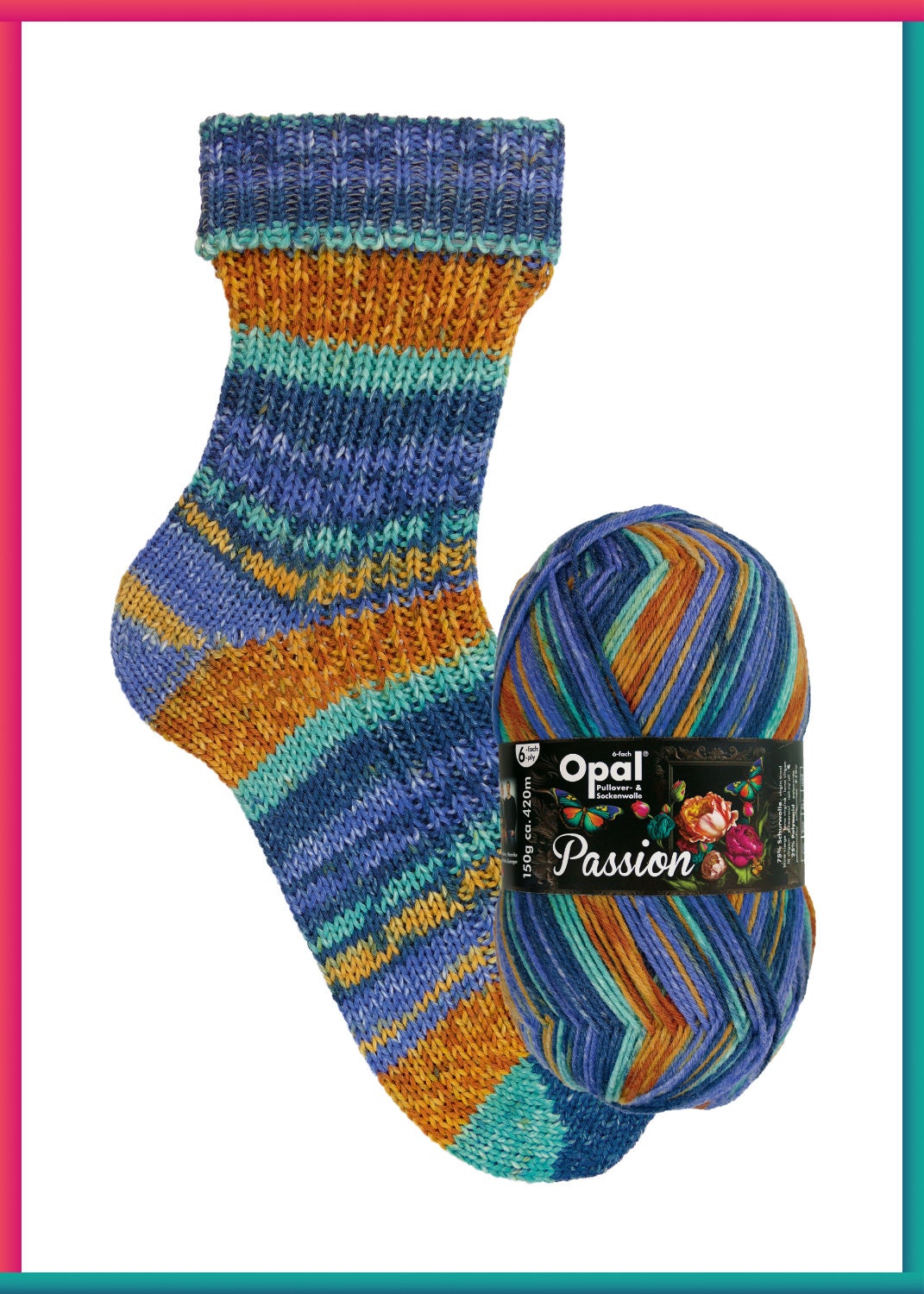 OPAL Sockenwolle 6-fach PASSION Schurwolle 150g/420m 6-fädig superwash Herbst Winter