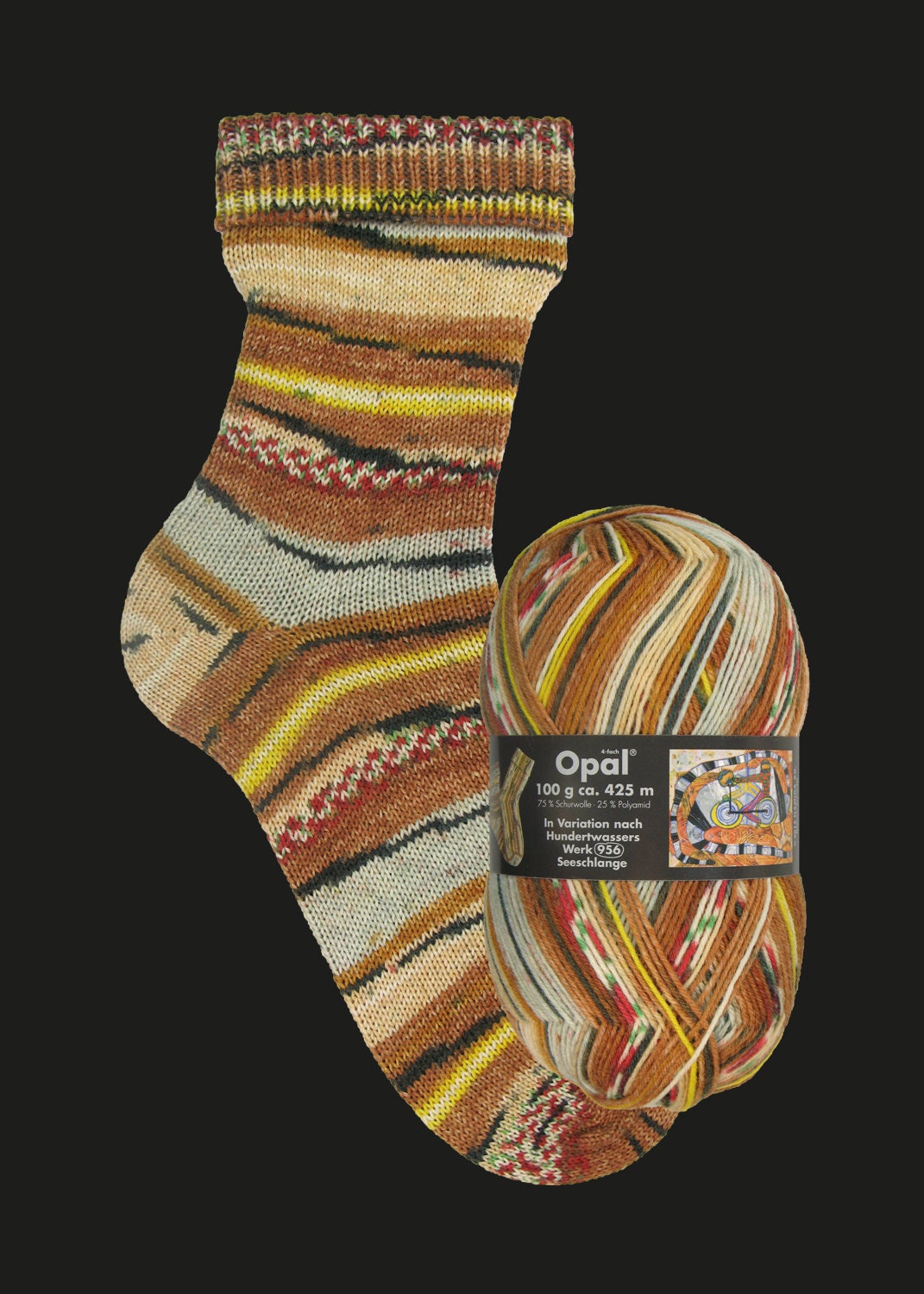 OPAL Sockenwolle 4-fach HUNDERTWASSER Schurwolle 100g/425m Socken bunt Muster